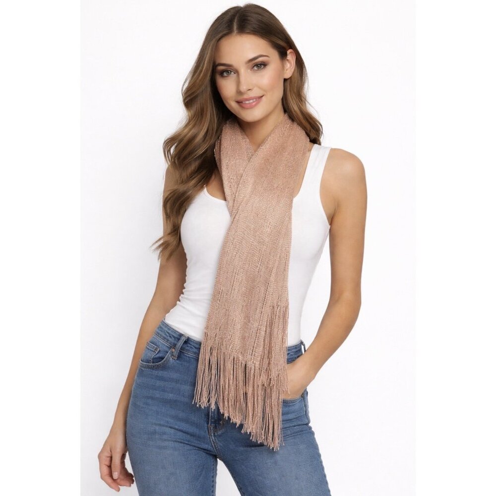 NWT Steve Madden Women's Scarf Neutral Gold Sparkles OneSize Cozy Glam Accessory